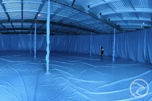 HDPE fire tank lining inside large water storage tank