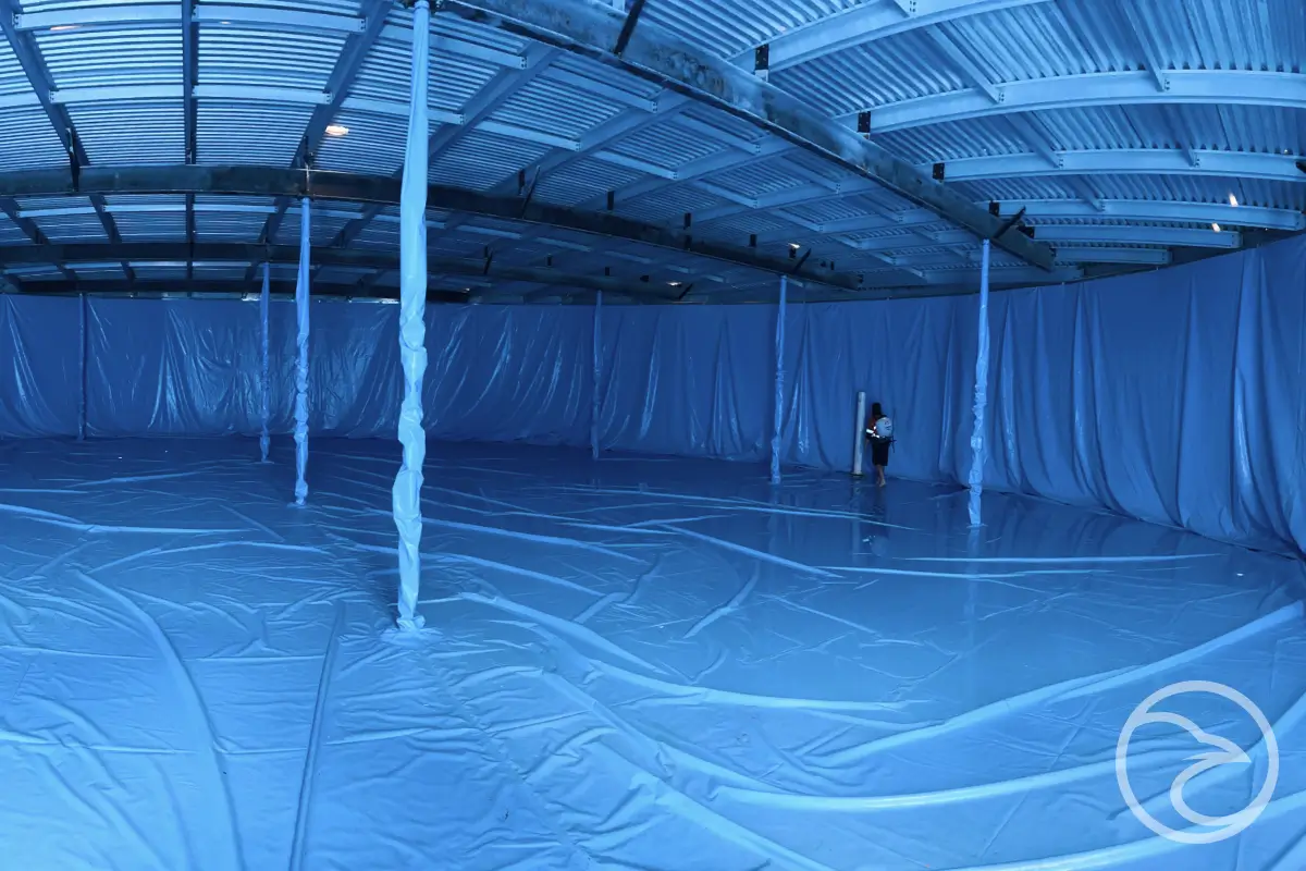HDPE fire tank lining inside large water storage tank