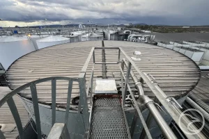 industrial storage tank roof exterior view