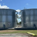 large galvanized water storage in industrial area