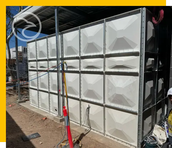 Modular GRP water tank installed on site
