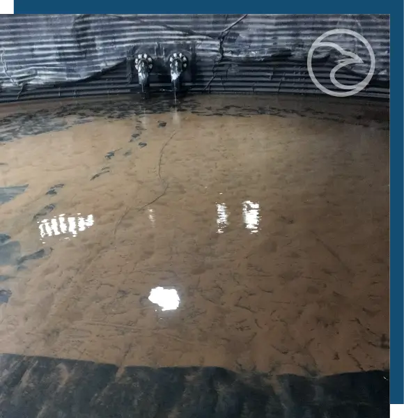 Large industrial fire water storage tank inspected